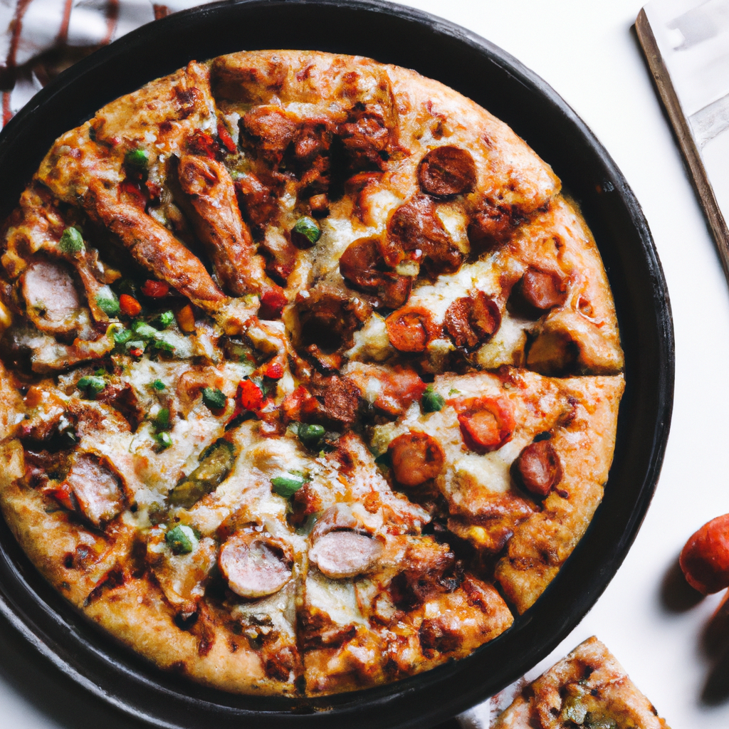 서울 감성 미니멀 피자 상차림, 밝은 배경, 소프트 섀도우